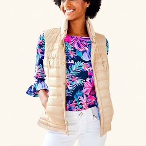 Lilly Pulitzer Iliana Puffer Gold puffer vest